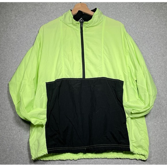 Other - Vtg Italian Club By Aldo Gianne Neon Green Pullover 1/2 Zip Nylon‎ Windbreaker